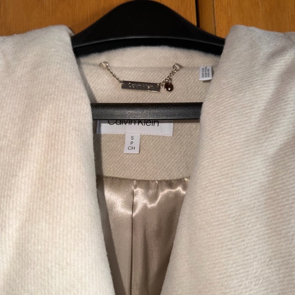 Calvin Klein Cream Belted Wrap Coat - Picture 4 of 5